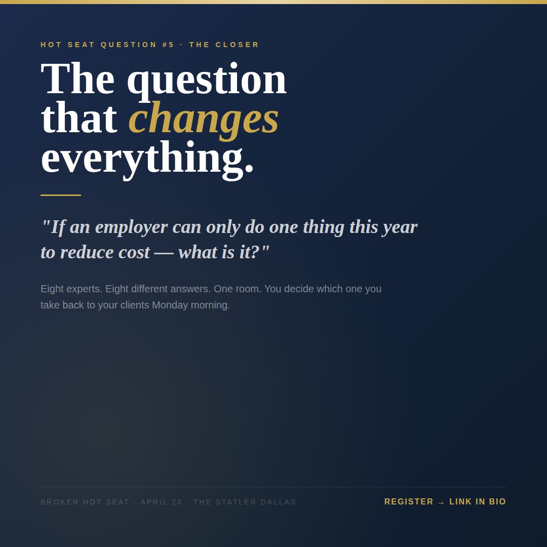 The closer. One question, eight different answers, one room.